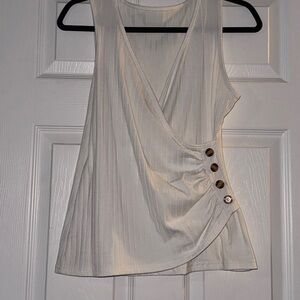 Amazon Cream Button-Detail Tank Top